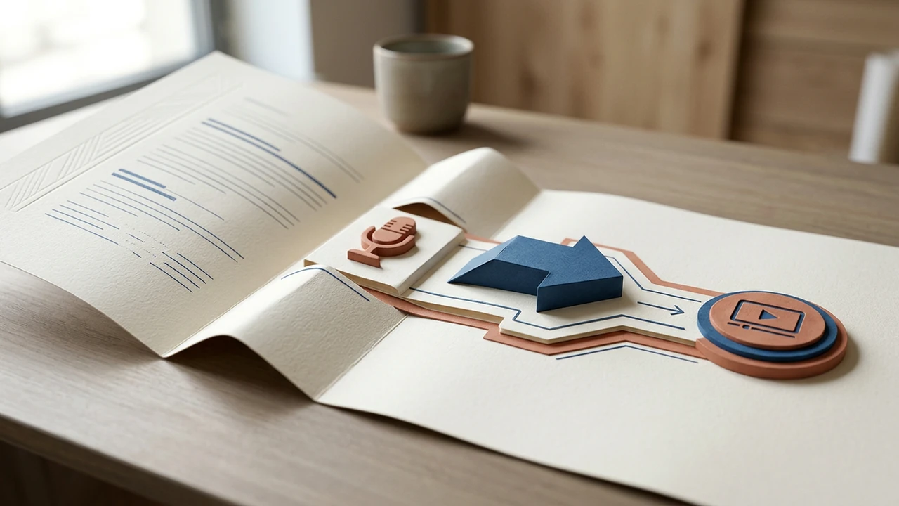 Technical document transformed into a connected visual system explanation